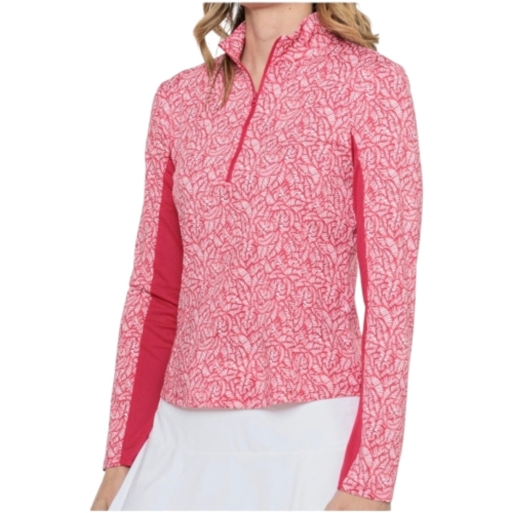 Tommy Bahama Women’s Racquet & Paddle 1/4 Zip Performance Top Sz L Athleisure
